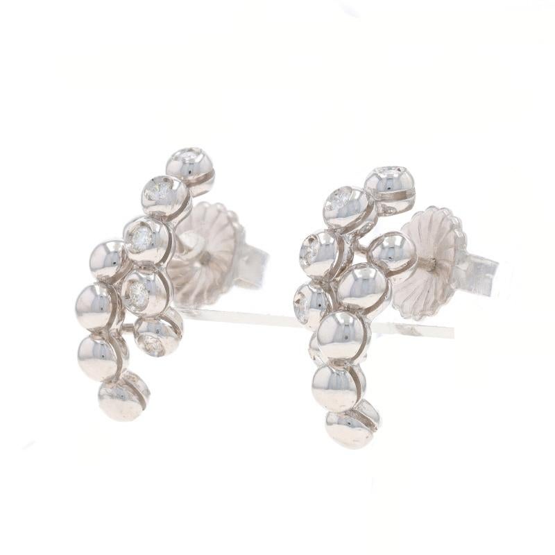 Taglio rotondo Orecchini a goccia con diamanti in oro bianco 18k a brillante rotondo da 0,50ctw con bolla forata in vendita