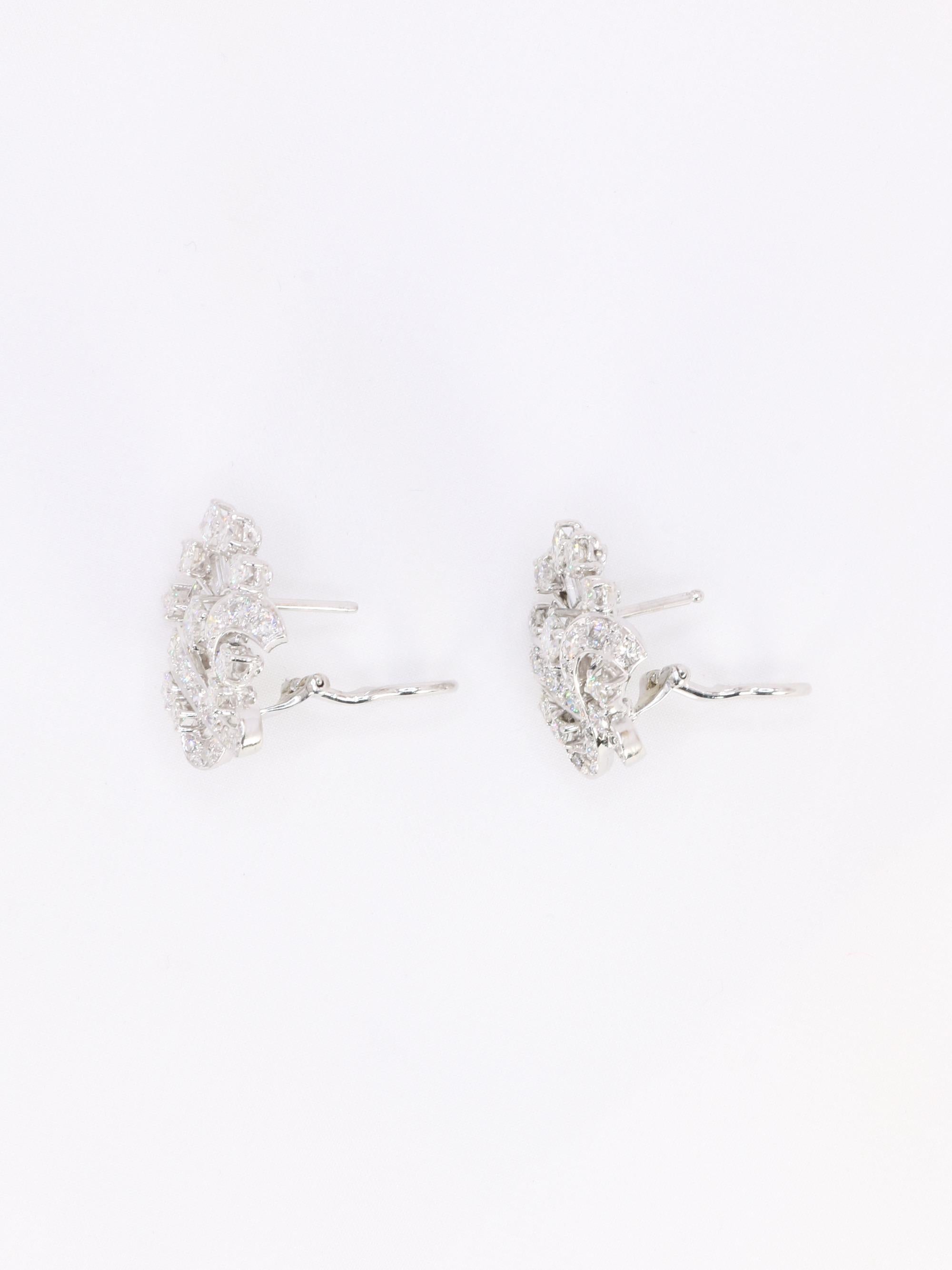 White Gold Diamond Drop Earrings 4.5 Carats For Sale 4