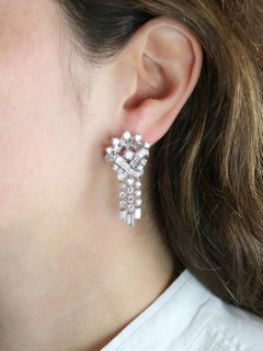 White Gold Diamond Drop Earrings 4.5 Carats