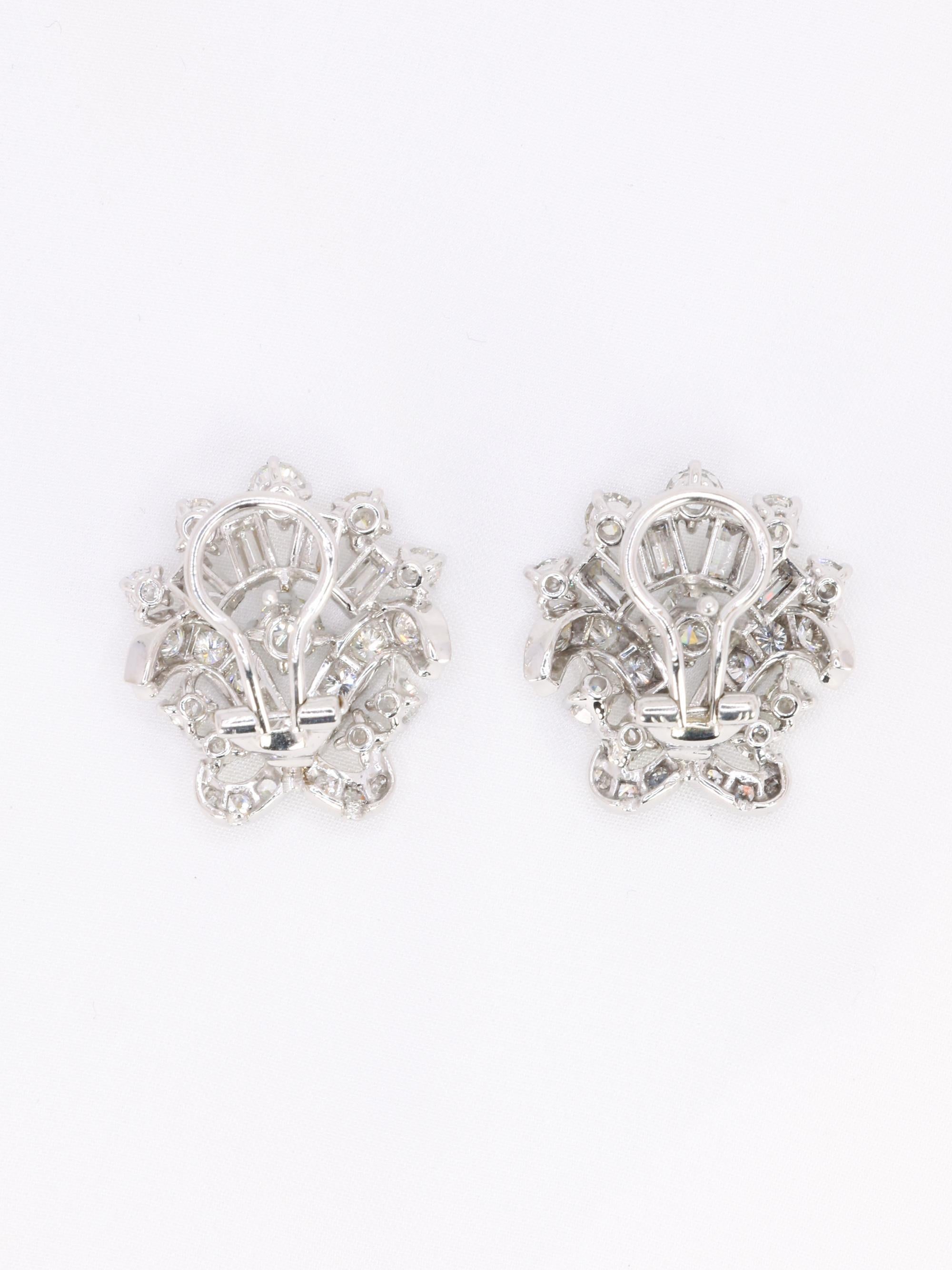 White Gold Diamond Drop Earrings 4.5 Carats For Sale 1