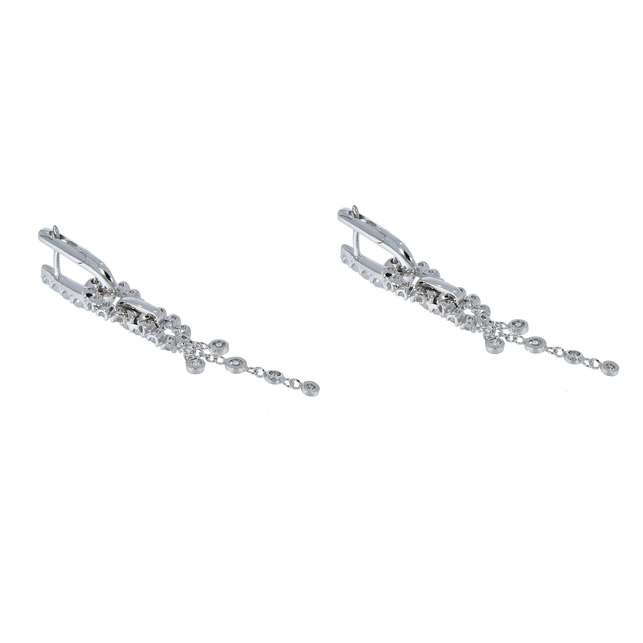 Modern White Gold Diamond Drop Earrings