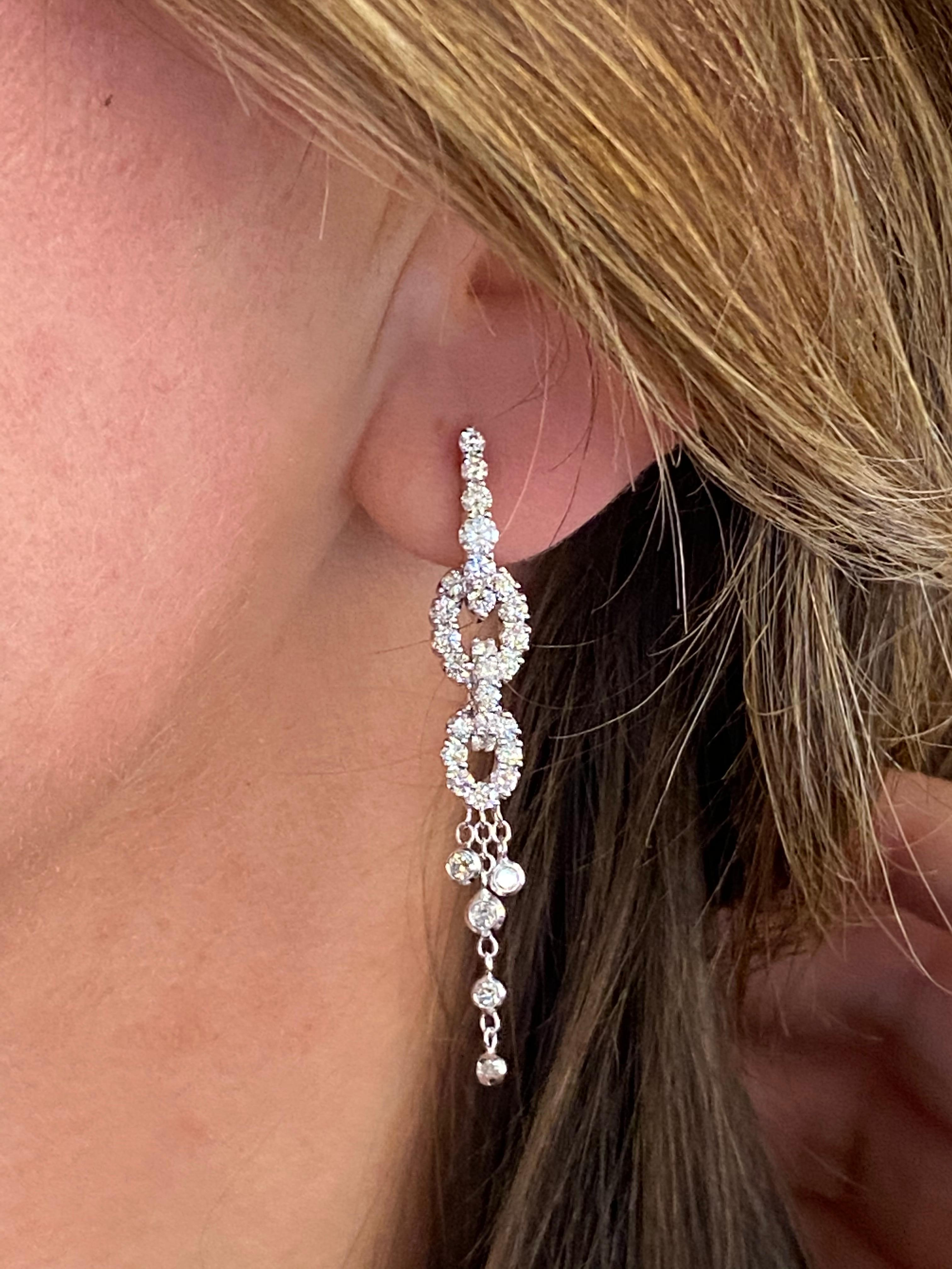 White Gold Diamond Drop Earrings 2