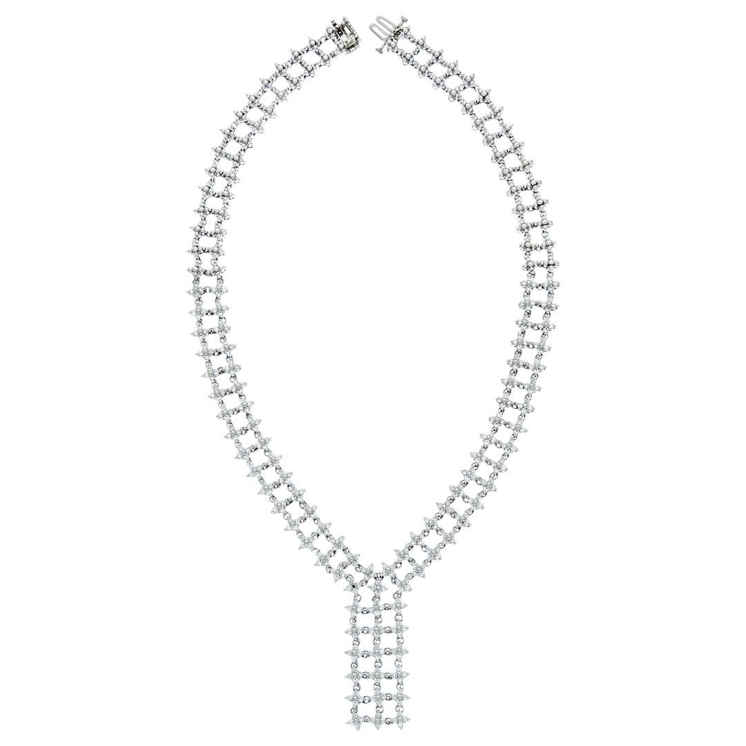 White Gold Diamond Drop Necklace For Sale