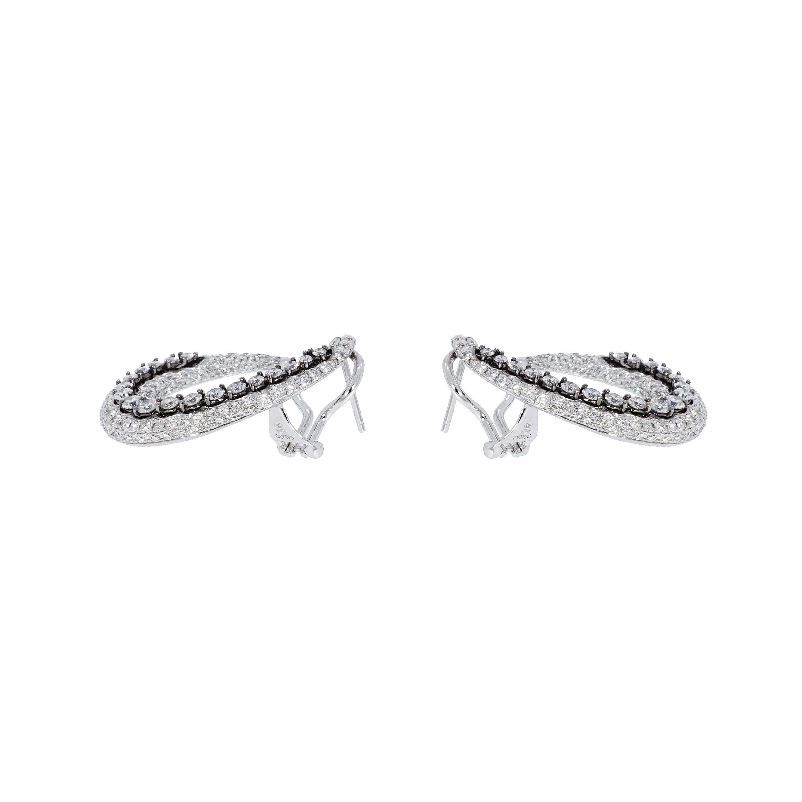 Round Cut White Gold Diamond Earrings by Casato