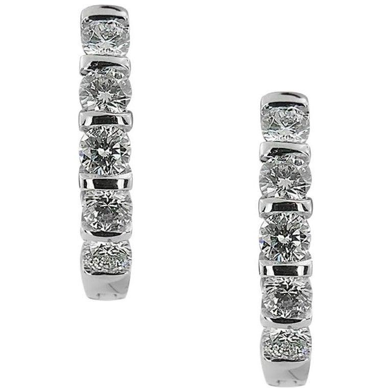 Round Cut White Gold Diamond Earrings For Sale