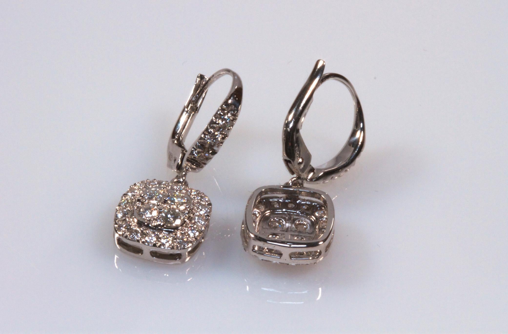 Brilliant Cut White Gold 18k , Diamond Earrings For Sale