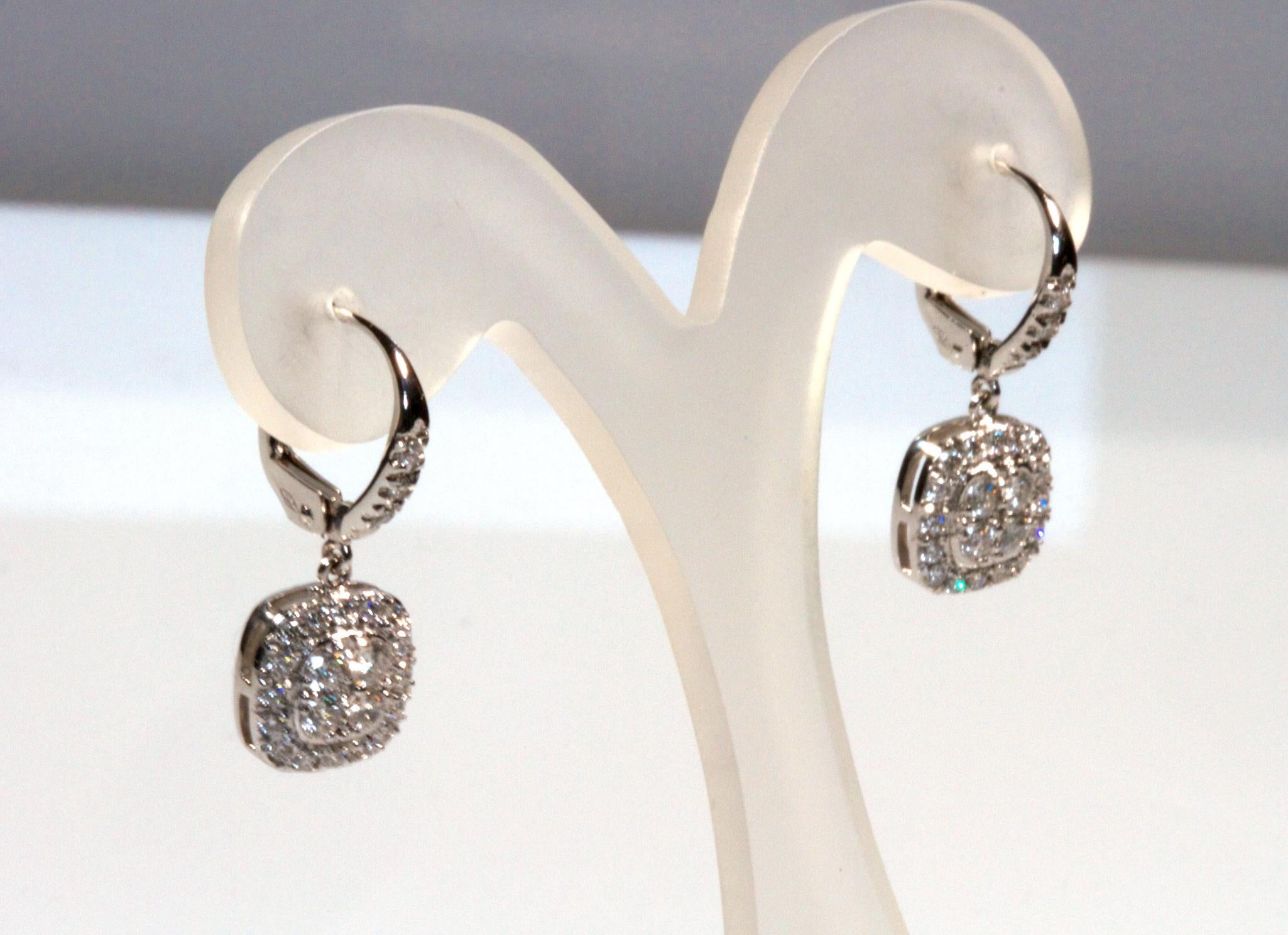 White Gold 18k , Diamond Earrings In New Condition For Sale In Rome, IT