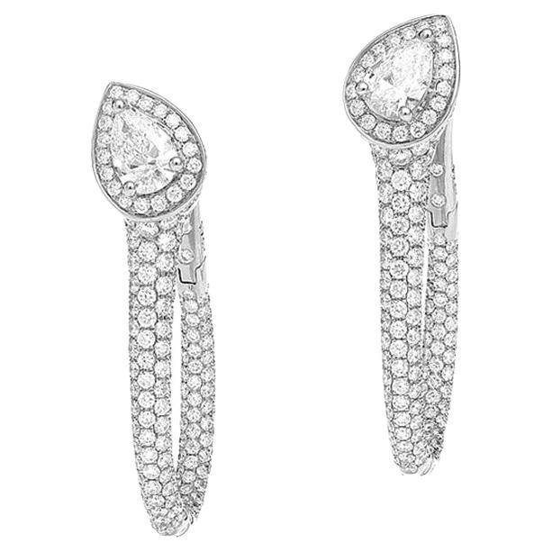 Boucles d'oreilles or blanc et diamants en vente
