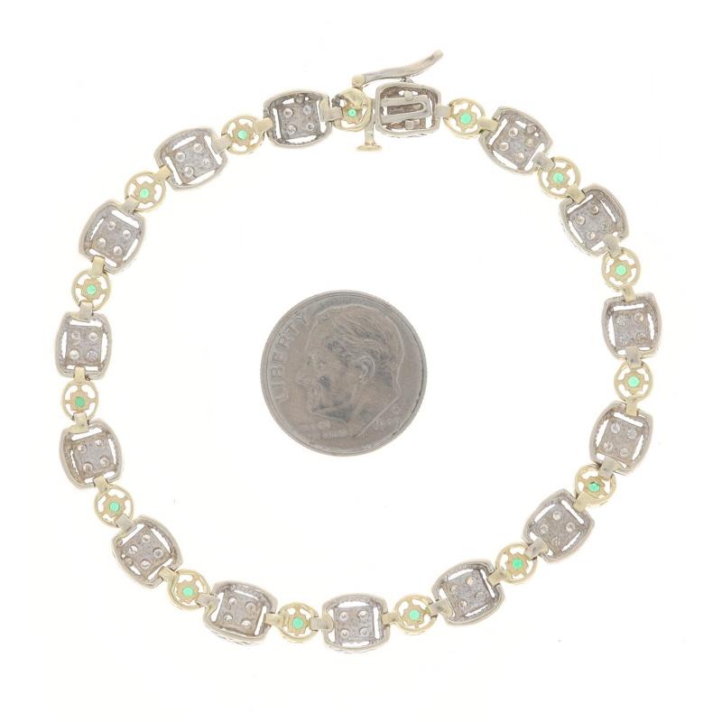 White Gold Diamond Emerald Link Bracelet 7