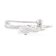 White Gold Diamond Emerald & Ruby Squirrel Brooch 14k Pin .90ctw Woodland Nature