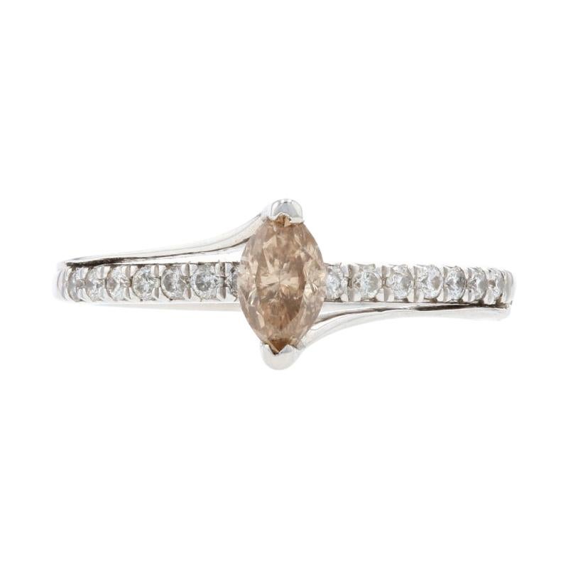 Weißgold Diamant-Verlobungsring mit Bypass, 14k Marquise-Schliff 0,70ctw