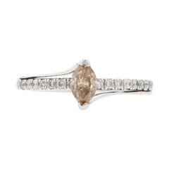 White Gold Diamond Engagement Bypass Ring, 14k Marquise Cut .70ctw