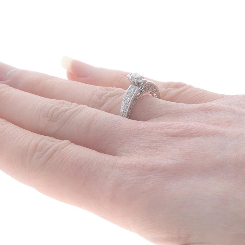 Women's White Gold Diamond Engagement Ring - 10k Marquise .24ctw Milgrain For Sale
