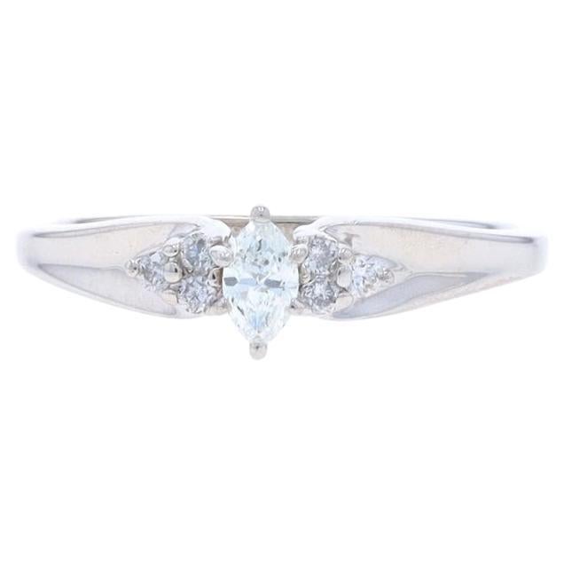 White Gold Diamond Engagement Ring - 10k Marquise .27ctw For Sale