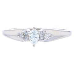 White Gold Diamond Engagement Ring - 10k Marquise .27ctw