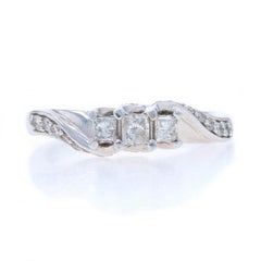 White Gold Diamond Engagement Ring 10k Princess & Rnd .50ctw Three-Stone Bypass