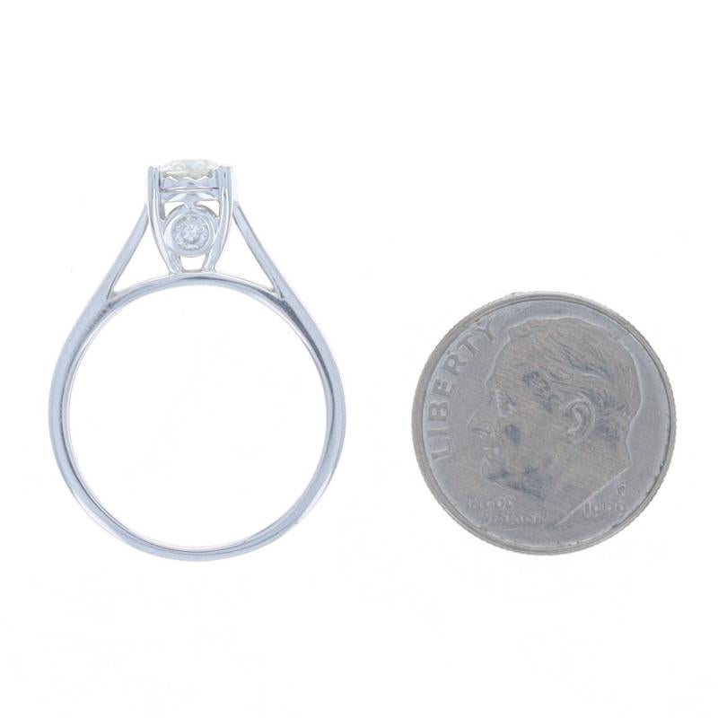White Gold Diamond Engagement Ring - 10k Round Brilliant .50ctw Cathedral Damen im Angebot