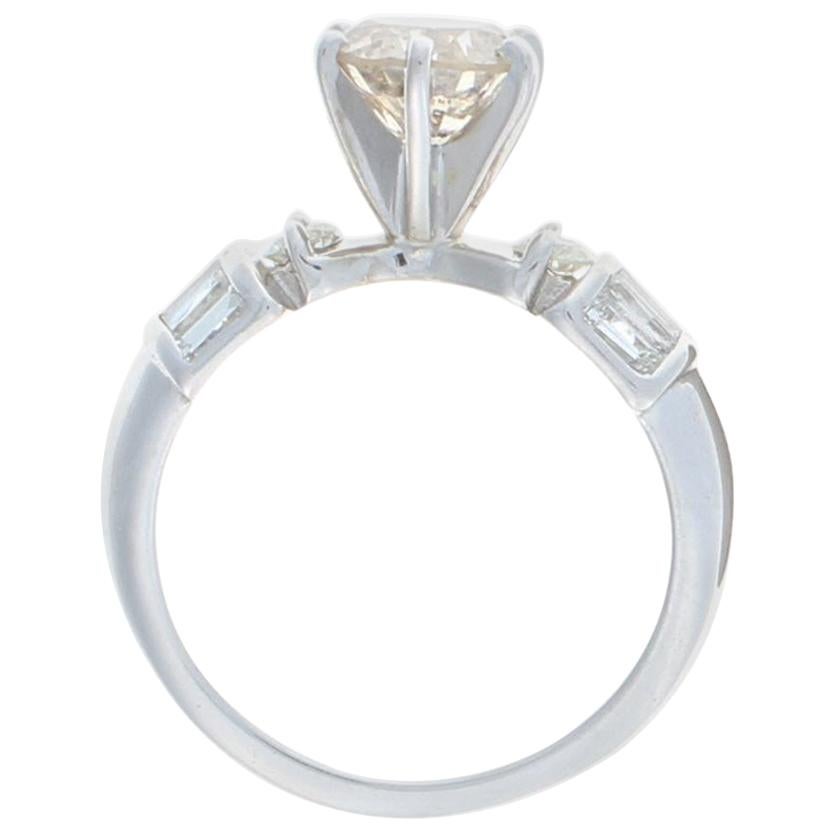 White Gold Diamond Engagement Ring, 14 Karat Round Cut 1.71 Carat Light Brown For Sale