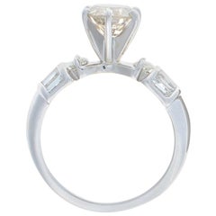 Vintage White Gold Diamond Engagement Ring, 14 Karat Round Cut 1.71 Carat Light Brown
