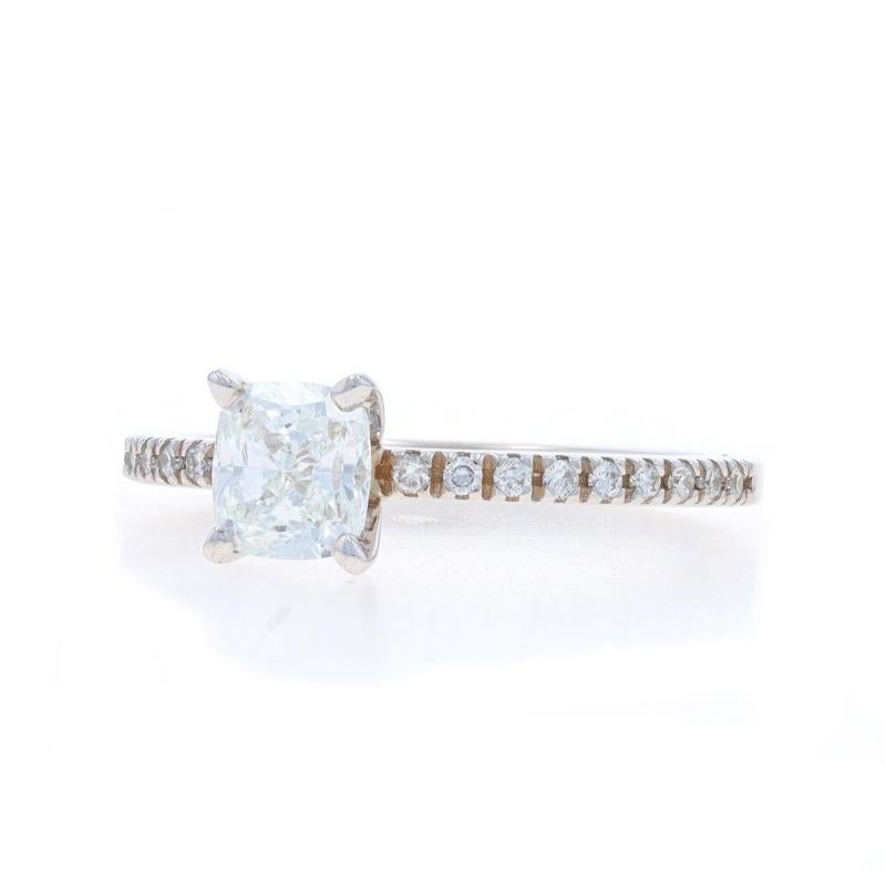 White Gold Diamond Engagement Ring 14k Cushion 1.08ctw GIA French Set In New Condition For Sale In Greensboro, NC