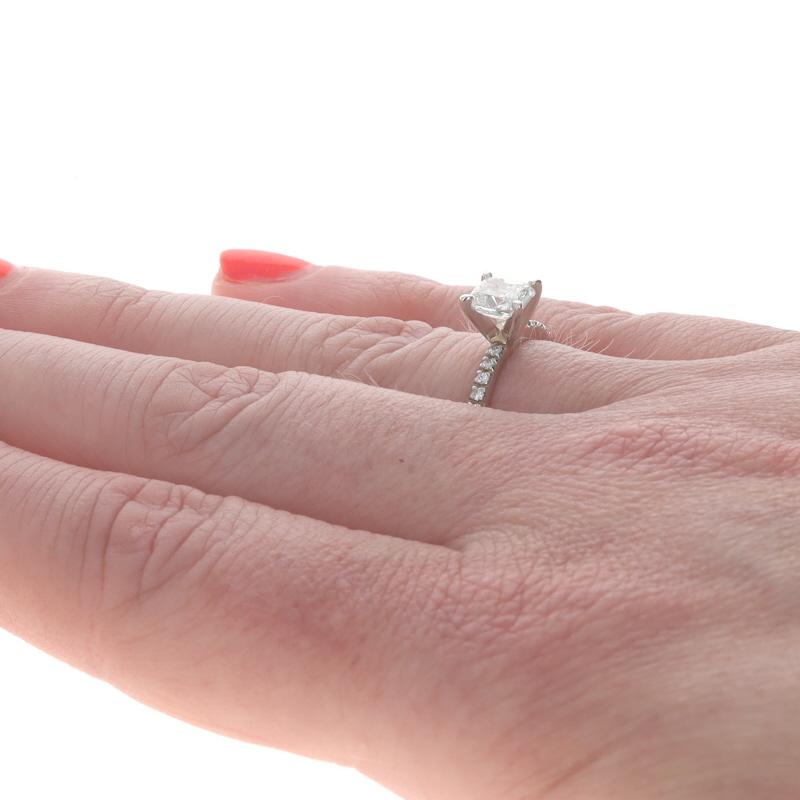 Women's White Gold Diamond Engagement Ring 14k Cushion 1.08ctw GIA French Set For Sale