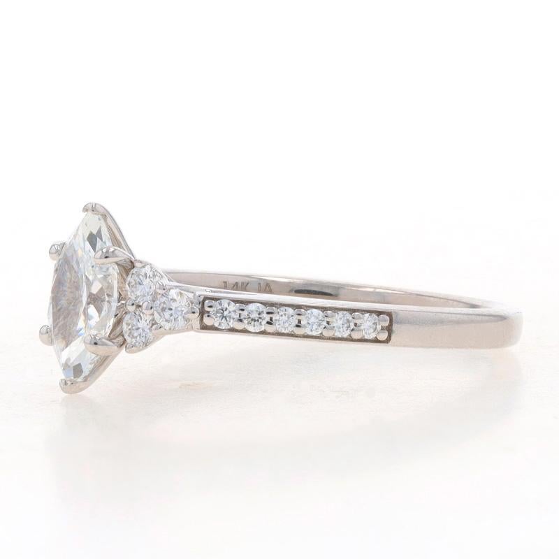 Marquise Cut White Gold Diamond Engagement Ring - 14k Marquise 1.01ctw GIA Cathedral For Sale