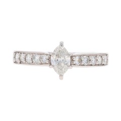 Bague de fiançailles en or blanc 14k Marquise 1,03ctw Cathedral