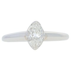 White Gold Diamond Engagement Ring, 14k Marquise Cut .34ct Solitaire