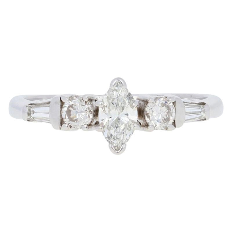 For Sale:  White Gold Diamond Engagement Ring, 14k Marquise Cut .60ctw