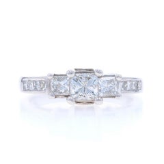 White Gold Diamond Engagement Ring - 14k Princess 1.50ctw