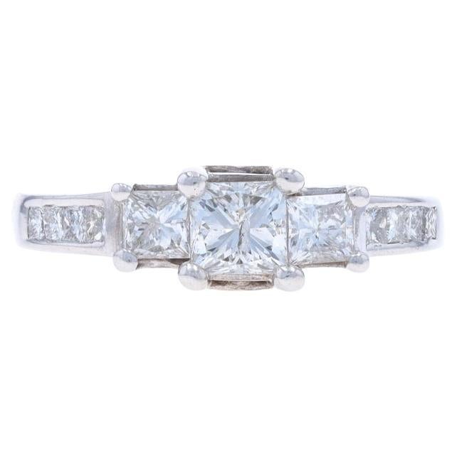 Anillo de compromiso de diamantes de oro blanco - 14k Princesa 1,50ctw