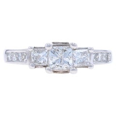 Anillo de compromiso de diamantes de oro blanco - 14k Princesa 1,50ctw