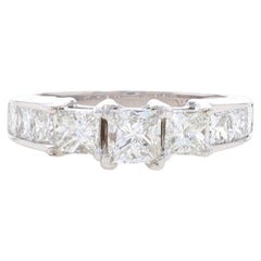 White Gold Diamond Engagement Ring - 14k Princess 1.85ctw Three-Stone