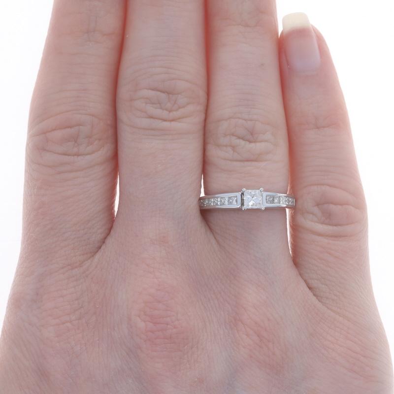 Princess Cut White Gold Diamond Engagement Ring - 14k Princess .76ctw