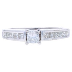 White Gold Diamond Engagement Ring - 14k Princess .76ctw