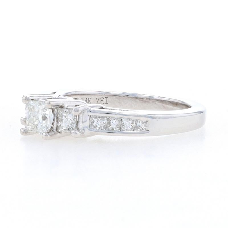 White Gold Diamond Engagement Ring - 14k Princess Cut 1.00ctw Three-Stone In Excellent Condition For Sale In Greensboro, NC