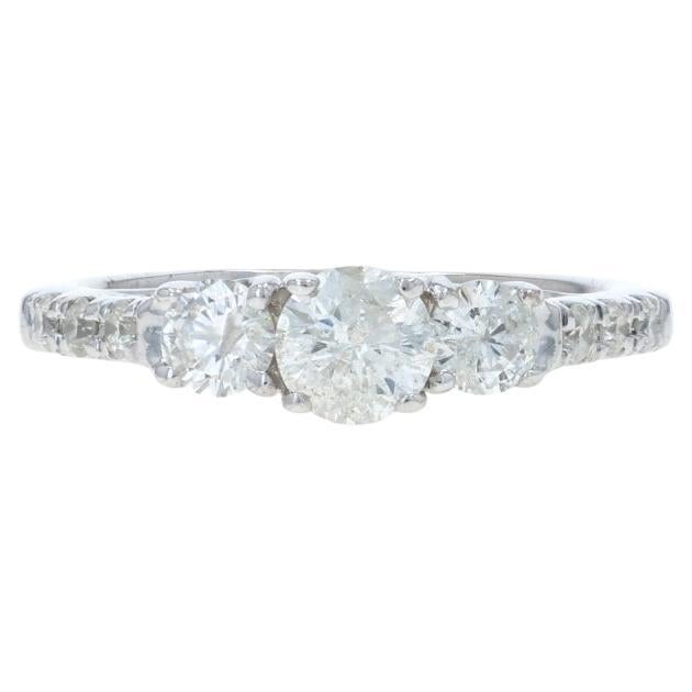 White Gold Diamond Engagement Ring - 14k Round Brilliant 1.00ctw Three-Stone
