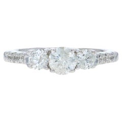 Anillo de compromiso de diamantes en oro blanco - 14k Brillante redondo 1,00ctw Tres piedras