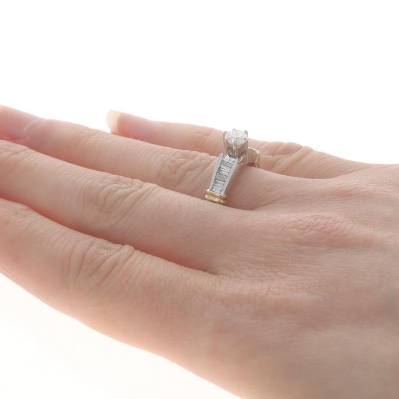 Donna Anello di fidanzamento con diamante in oro bianco - 14k Brilliante rotondo 1,01ctw in vendita