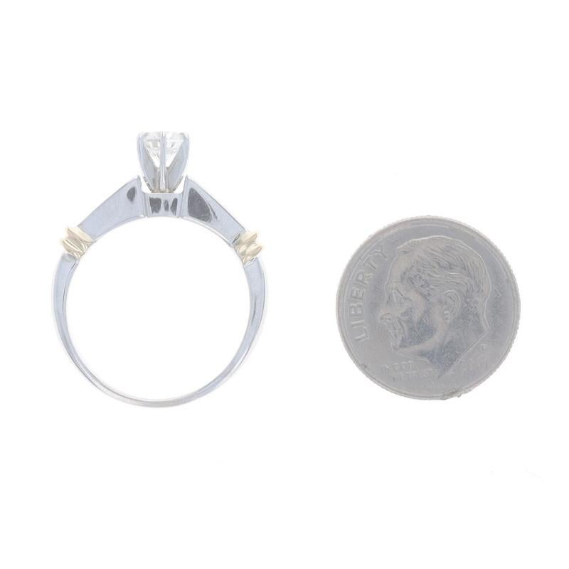 Anello di fidanzamento con diamante in oro bianco - 14k Brilliante rotondo 1,01ctw in vendita 1