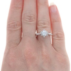 White Gold Diamond Engagement Ring - 14k Round Brilliant 1.03ctw Rope Milgrain