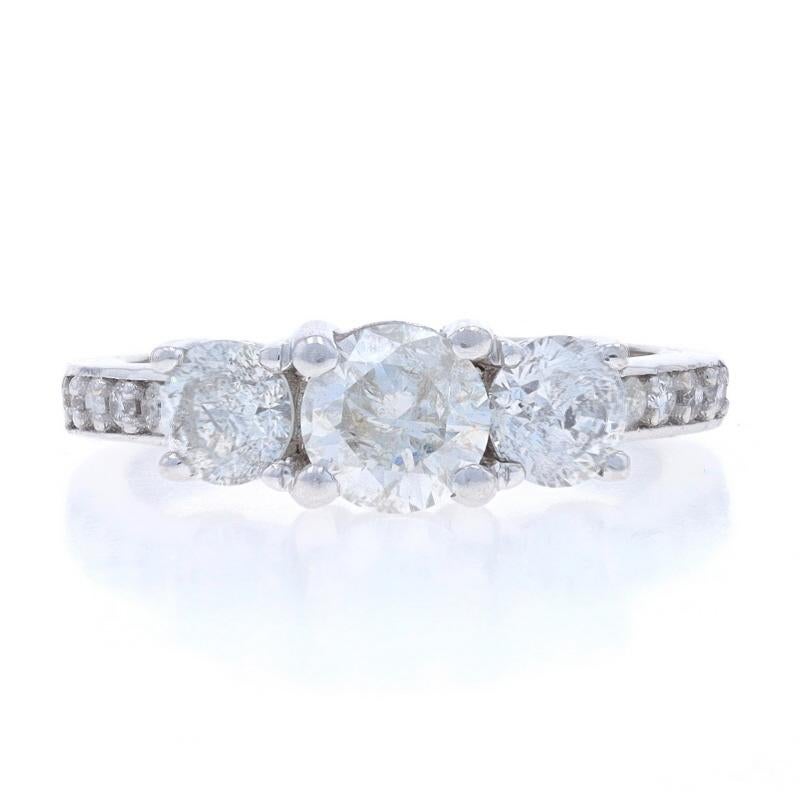 Anello di fidanzamento con diamante in oro bianco - 14k Brilliante rotondo 1,62ctw a tre pietre