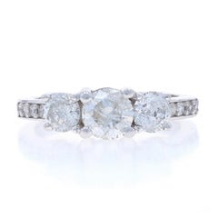 Anello di fidanzamento con diamante in oro bianco - 14k Brilliante rotondo 1,62ctw a tre pietre