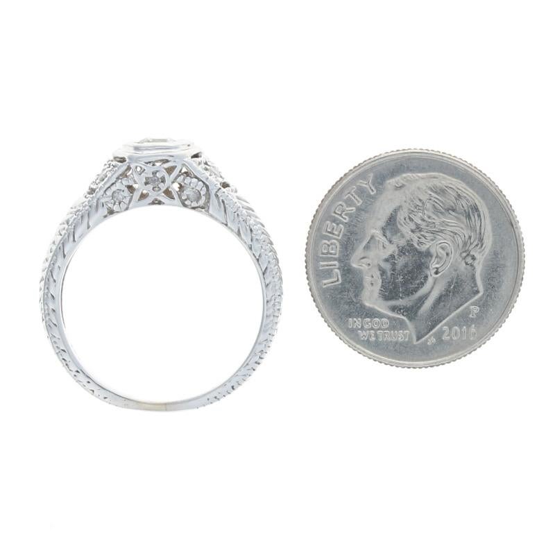 Women's White Gold Diamond Engagement Ring, 14k Round Brilliant .30ctw Floral Milgrain