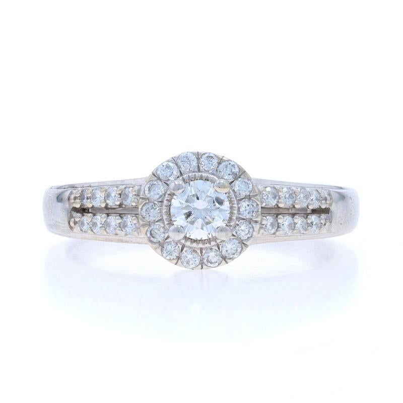Tamaño: 9
Tasa de tallaje: 1 talla más por 40 $ o 1 talla menos por 40 $.

Contenido de metal: Oro blanco de 14 quilates

Información sobre Stone

Diamantes naturales
Quilate(s): .50ctw
Talla: Redondo brillante
Color: H - I
Claridad: SI2 -