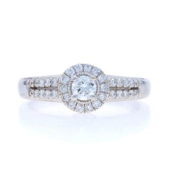 White Gold Diamond Engagement Ring 14k Round Brilliant .50ctw Halo