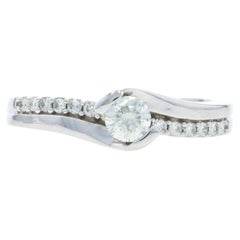 Anillo de compromiso de diamantes de oro blanco - 14k Brillante redondo .51ctw