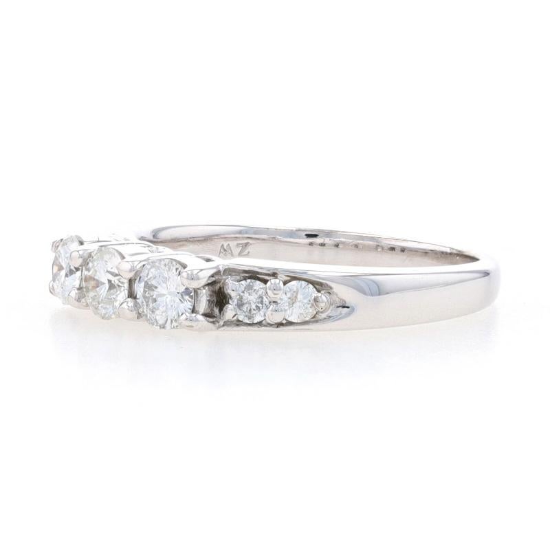 Round Cut White Gold Diamond Engagement Ring - 14k Round Brilliant .60ctw Three-Stone For Sale