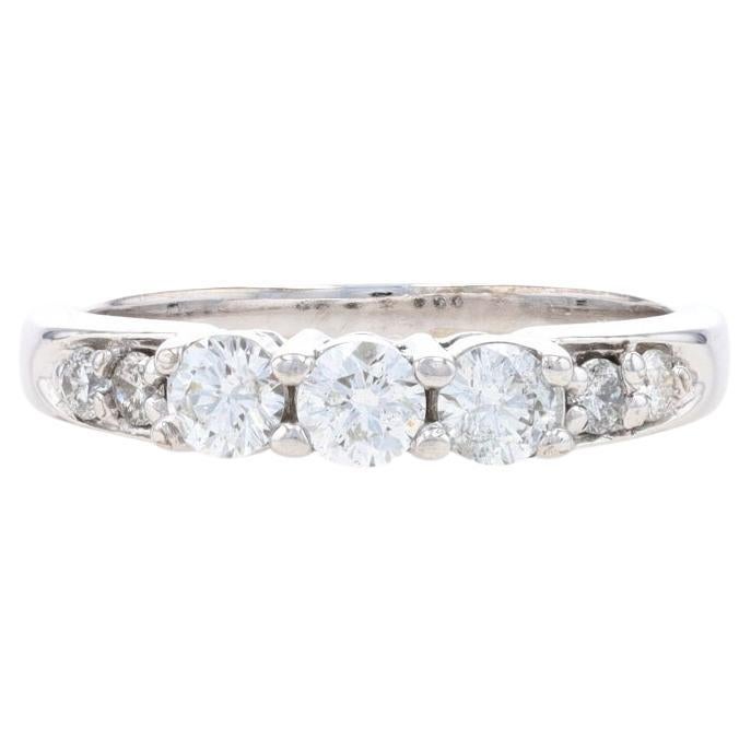 White Gold Diamond Engagement Ring - 14k Round Brilliant .60ctw Three-Stone For Sale