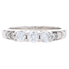White Gold Diamond Engagement Ring - 14k Round Brilliant .60ctw Three-Stone